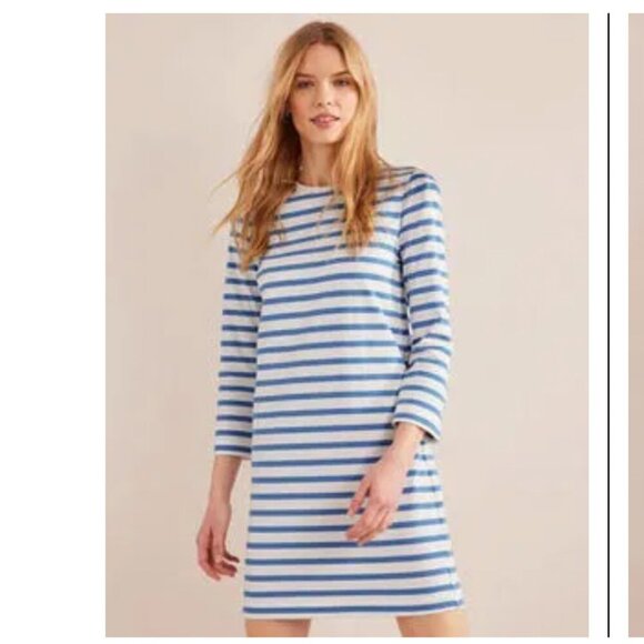 Boden Mini T-shirt Dress 3/4 sleeve blue white striped size 8R preppy - Picture 4 of 11